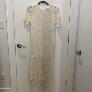 J.O.A. white crochet midi dress